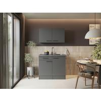 Miniküche Oliver o. Geräte ca. 100cm Grau - Schwarz/Grau, Trend, Holzwerkstoff/Metall (100cm) - Respekta