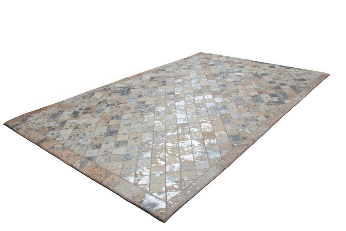 FLACHWEBETEPPICH LAVISH 210 GRAU / SILBER - Silberfarben/Grau, Basics, Leder (160/230cm) - Kayoom