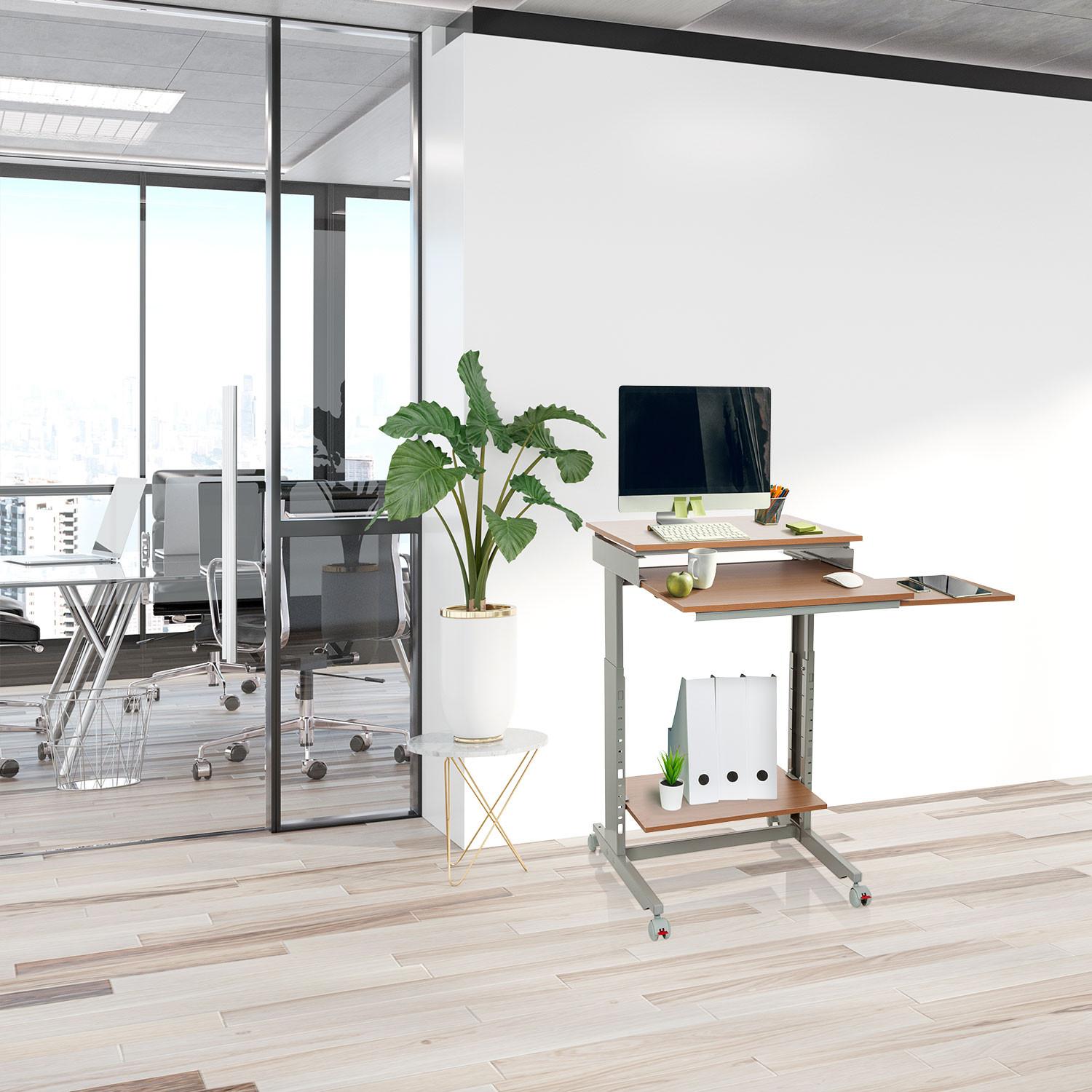 Pisalna Miza Workstation, Siva, Barva Bukve - siva/barve bukve, Basics, kovina/umetna masa (60/71,5-107,5/50cm) - MID.YOU