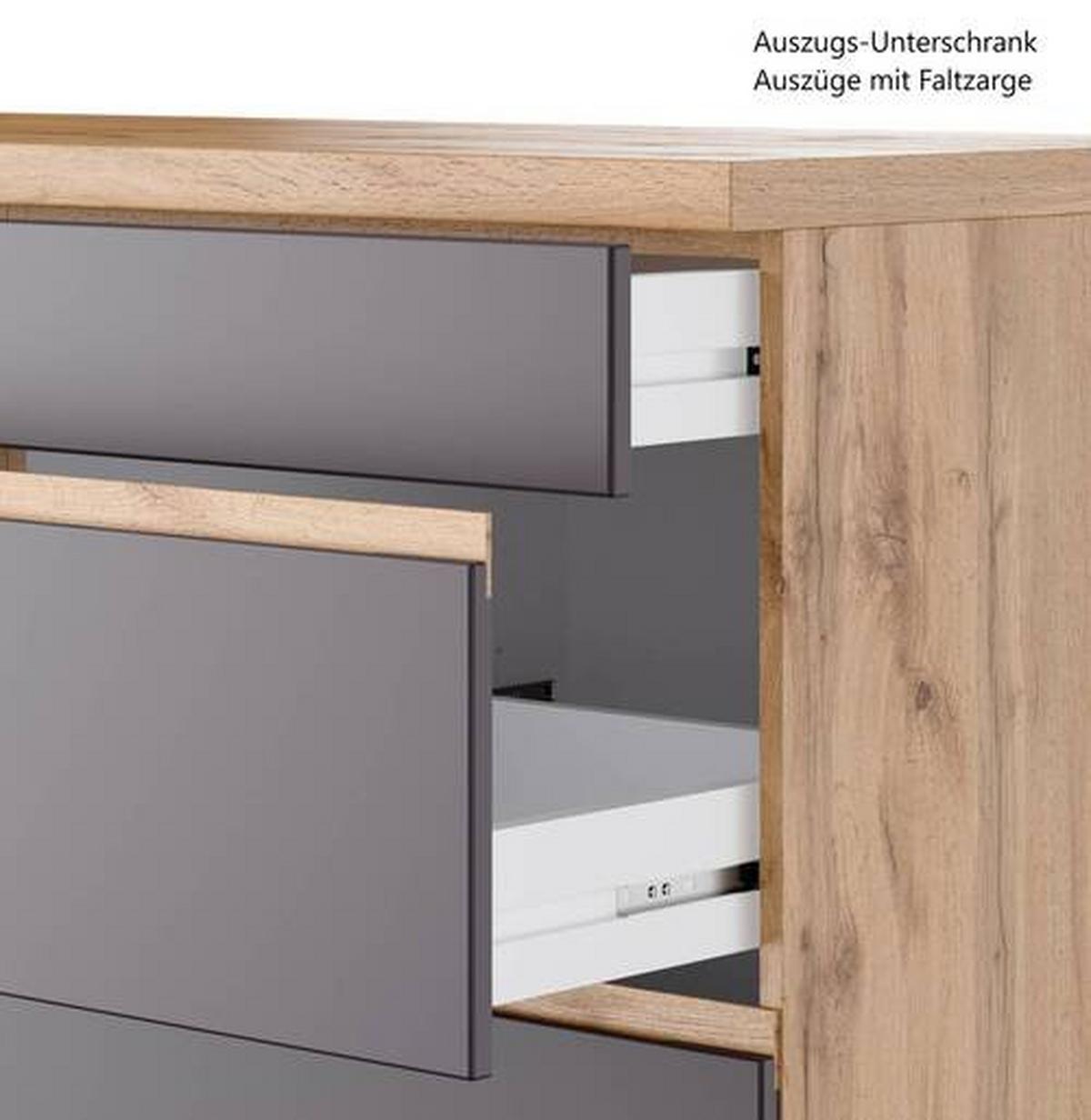 Eckküche Turin mit Geräten ca. 240x360 cm Grau/Eiche - Eiche Wotan/Grau, Design, Holzwerkstoff (240/360cm) - Held