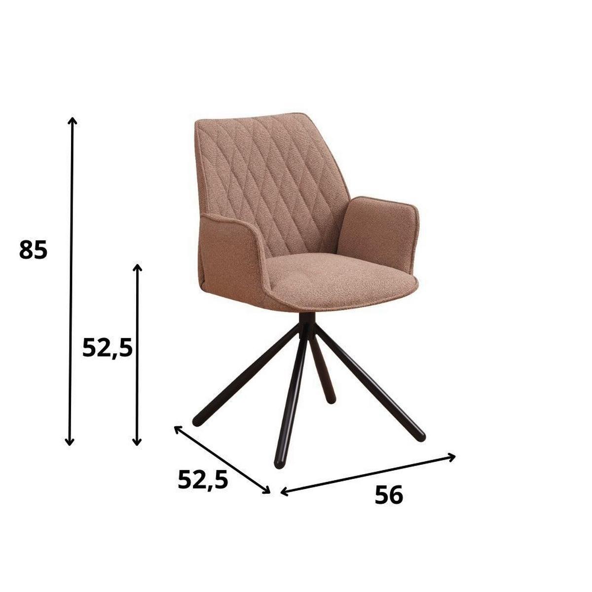 Armlehnstuhl-Set Reims ca. 56x97 cm 2er Set Taupe - Taupe/Schwarz, Design, Textil/Metall (56/97/52,5cm) - MID.YOU