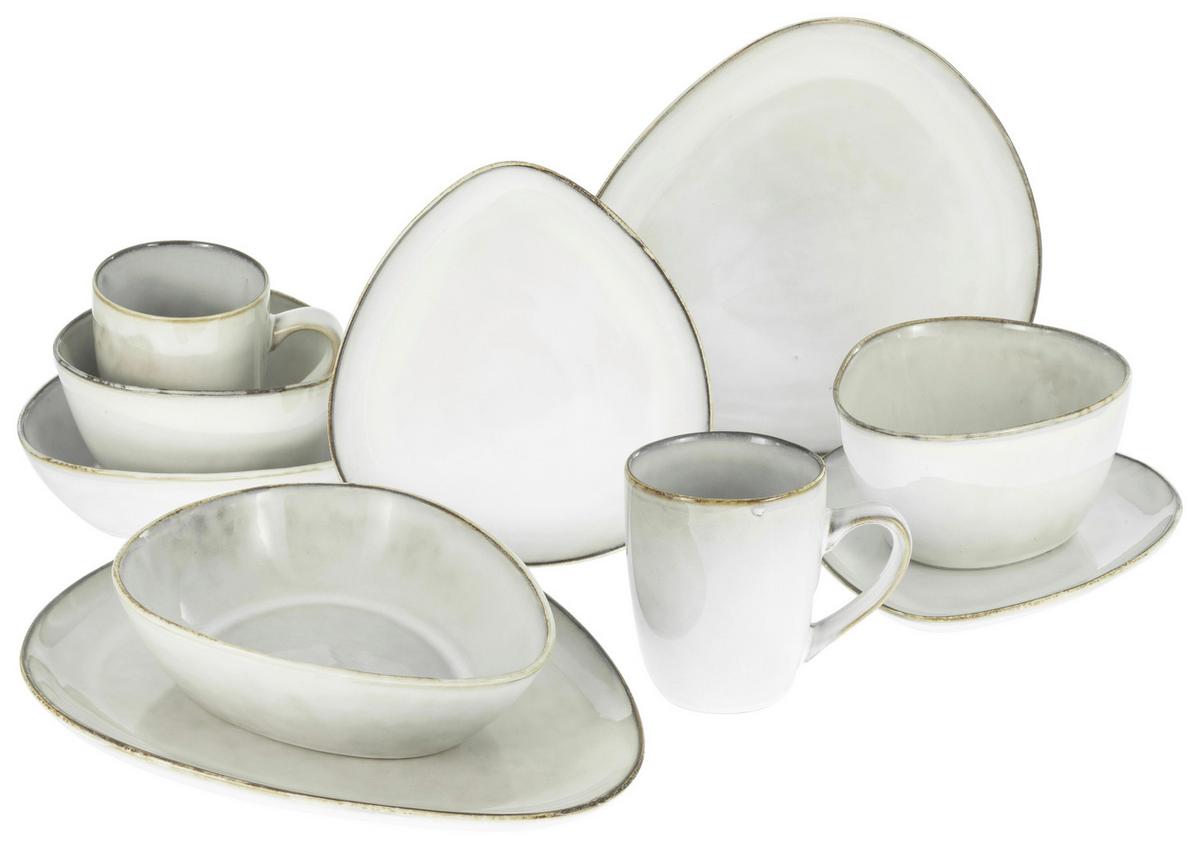 Kombinirani Servis Cloudy Offwhite, 10-Delni - bela, Trend, keramika - Creatable