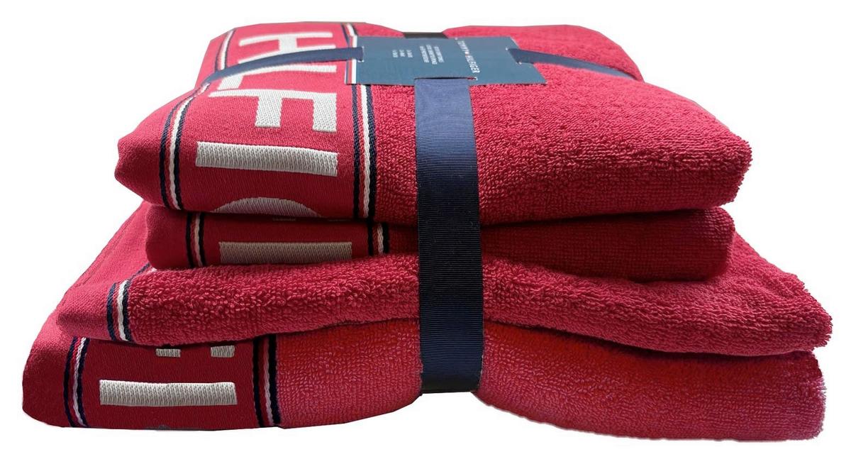ZESTAW RĘCZNIKÓW FROTTE DEGREE RED - czerwony, Basics, tkanina - Tommy Hilfiger