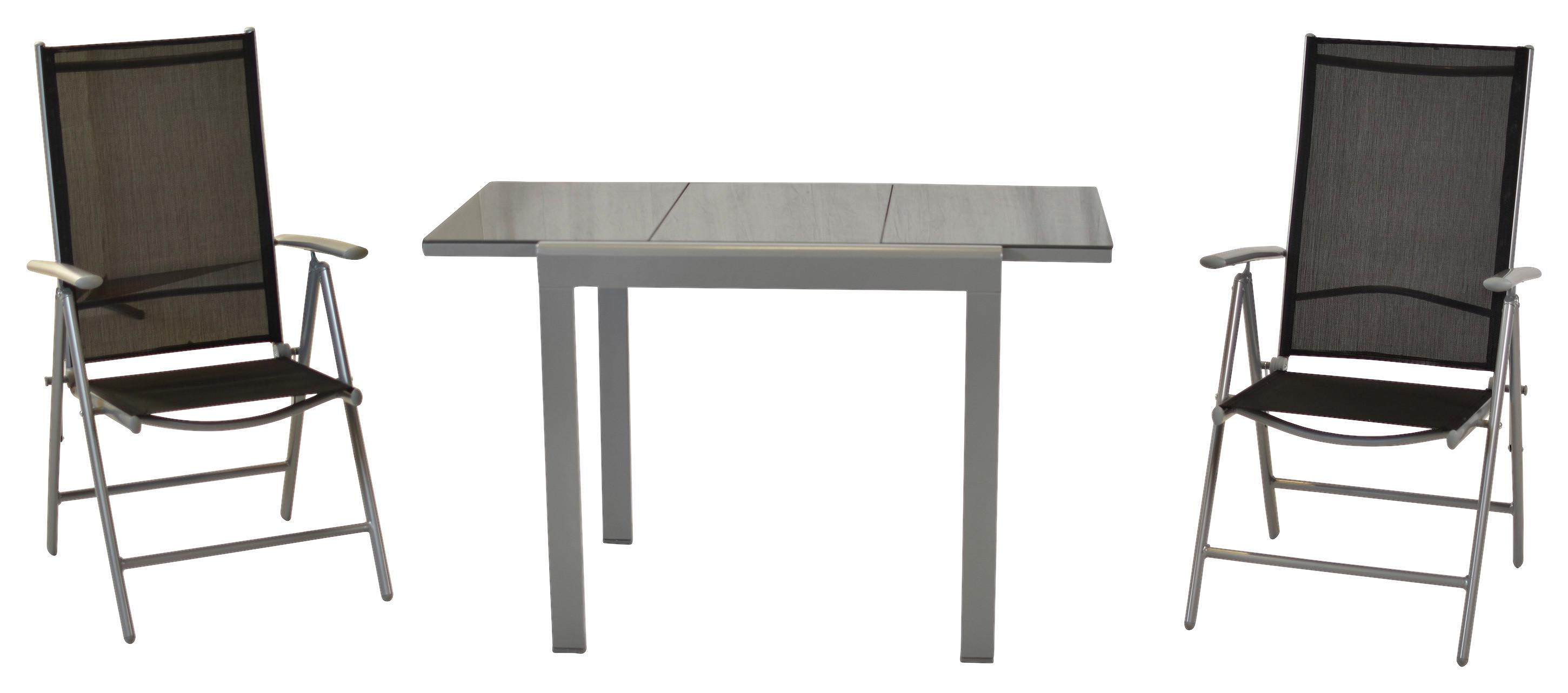 GARTENSET AMALFI - Silberfarben/Schwarz, MODERN, Metall - Gardenson