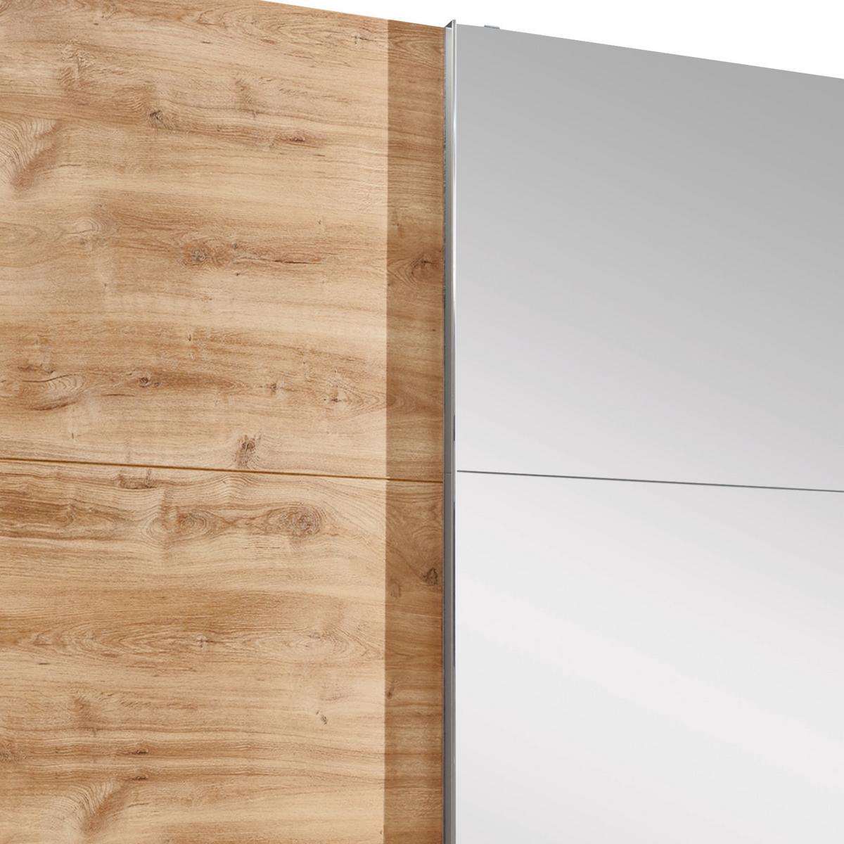 Ormar S Kliznim Vratima Level - boje hrasta/boje kroma, Moderno, staklo/drvni materijal (250/216/65cm) - Modern Living