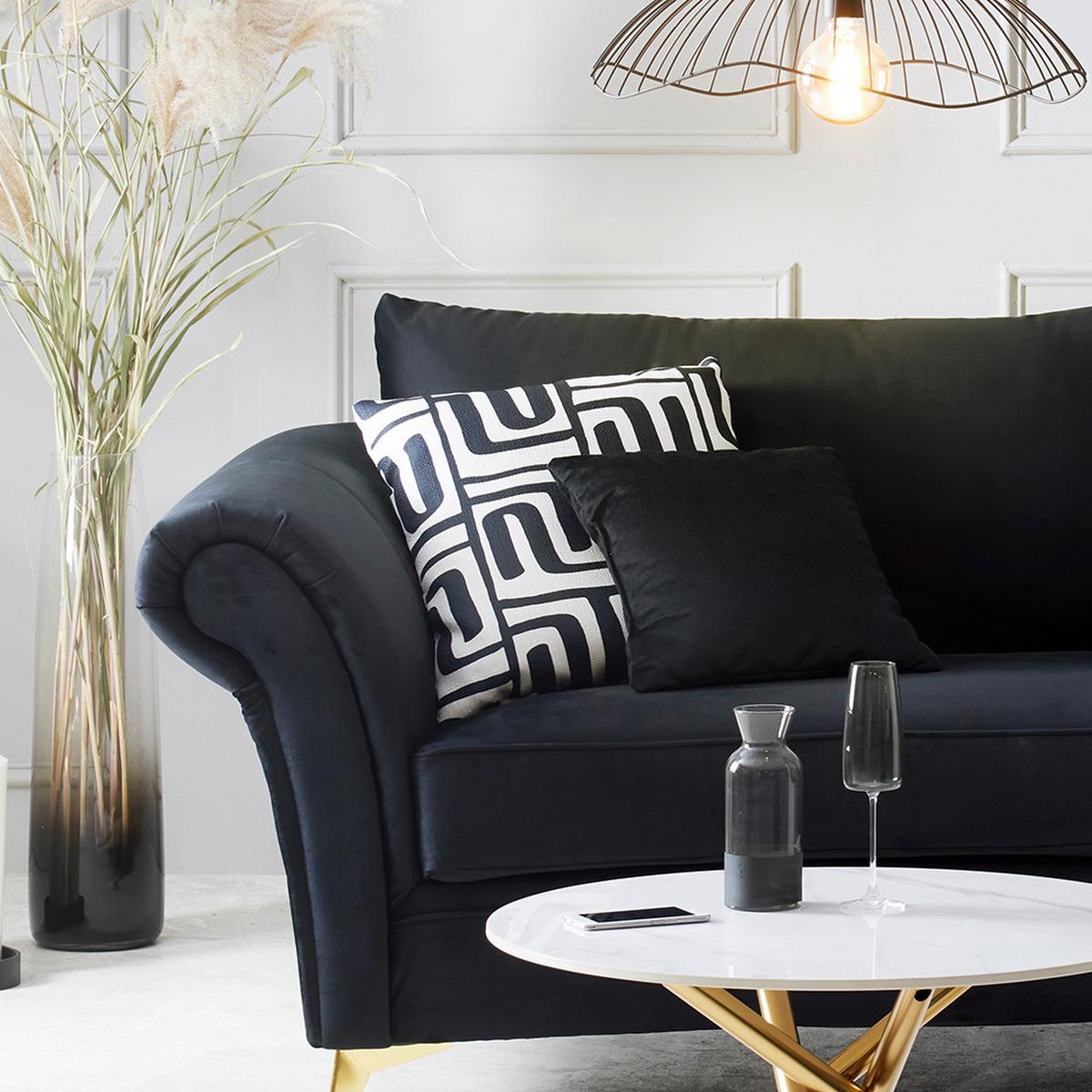 Zierkissen Blixa Schwarz/Weiß ca. 50x50cm - Schwarz/Weiß, MODERN, Textil (50/50/50cm) - Mömax