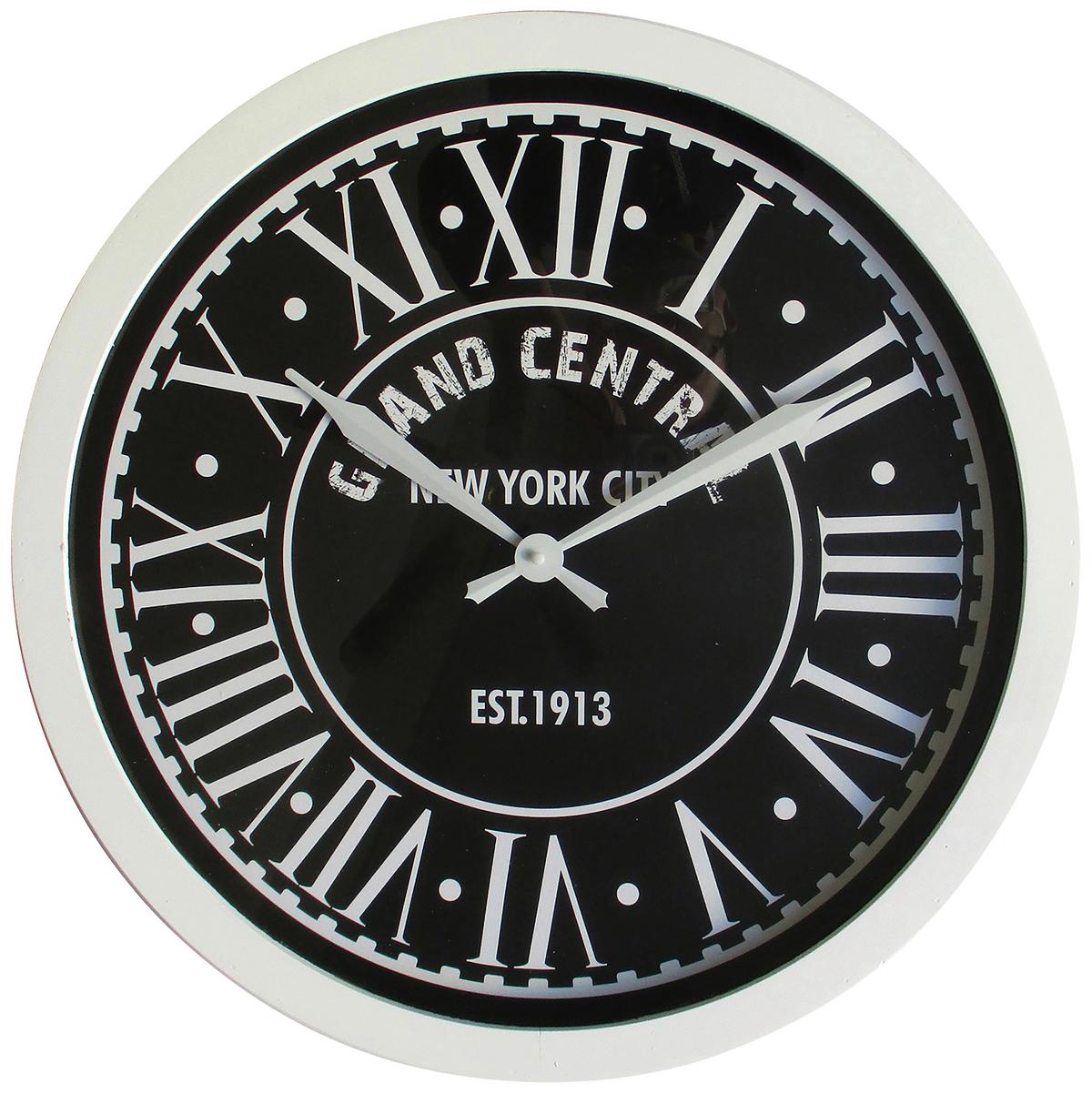Falióra Grand Central - fekete/fehér, faalapú anyag/Üveg (54,5/5cm) - Modern Living