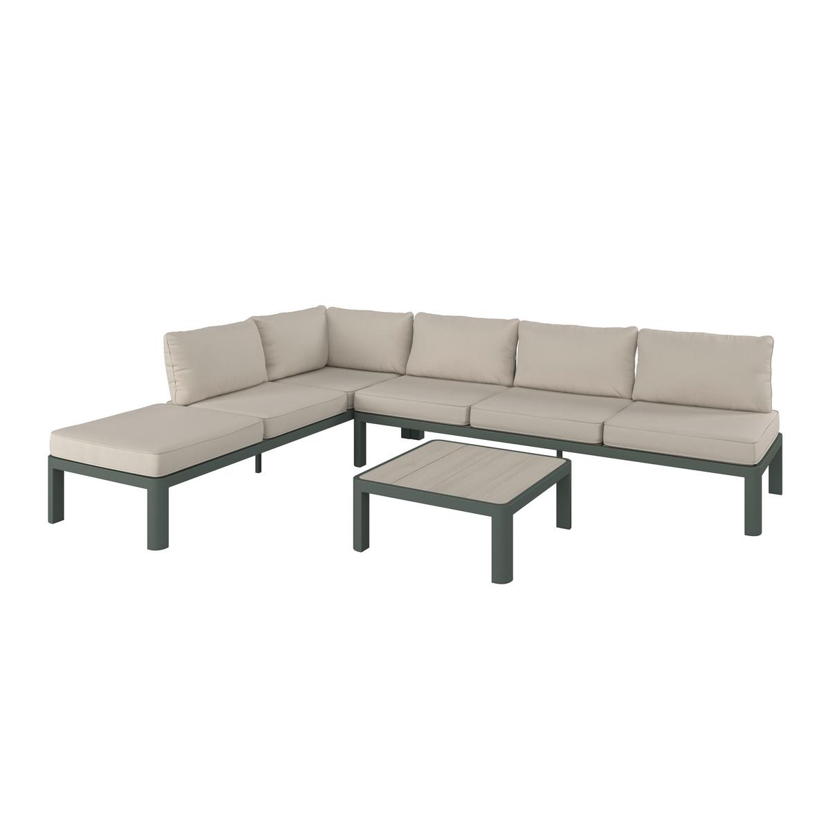 Loungegarnitur New York Grün/Beige Polywood® - Beige/Grau, MODERN, Kunststoff/Textil (300/70/222cm) - Mömax