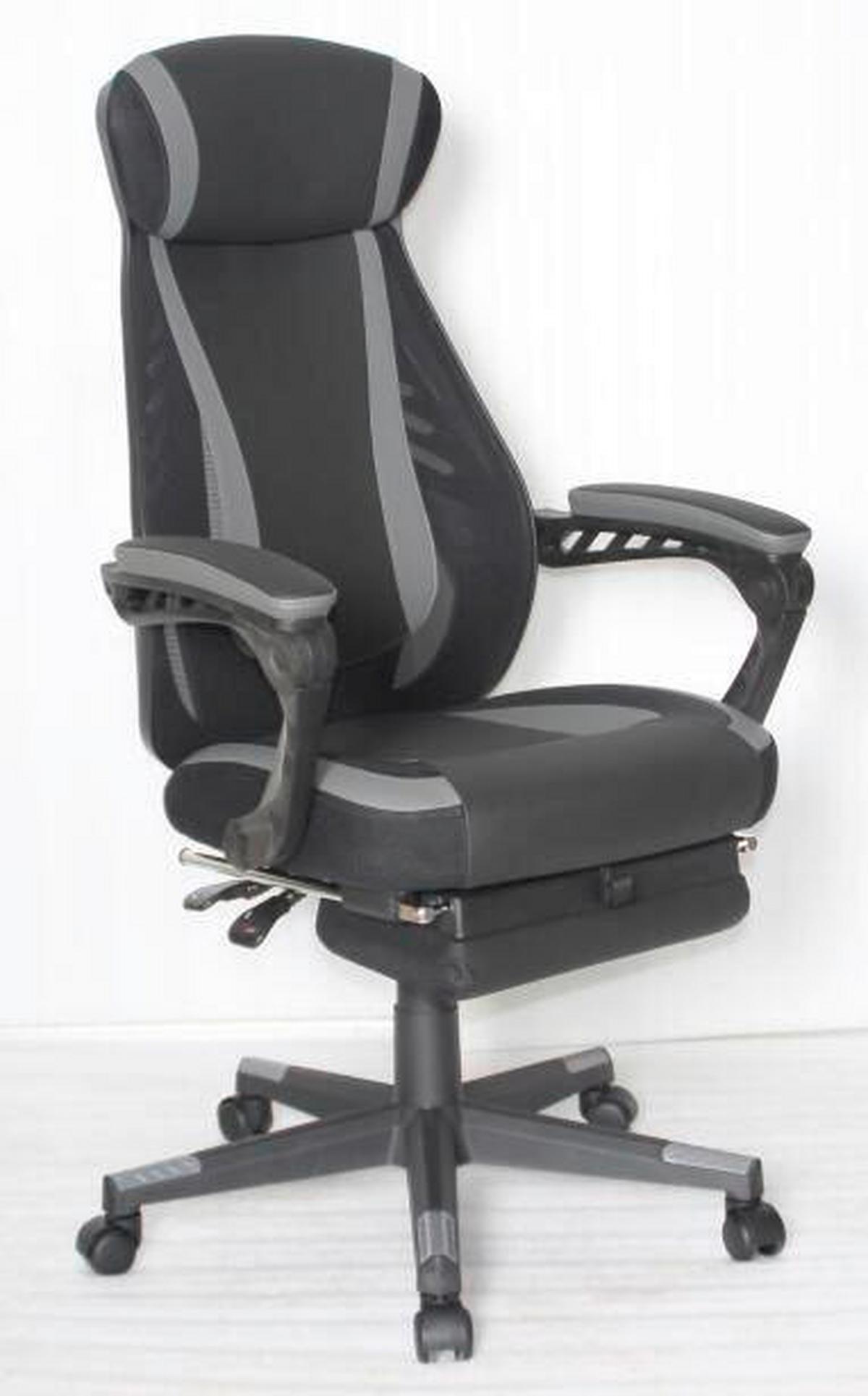 Chefsessel in Schwarz - Schwarz/Grau, Modern, Kunststoff/Textil (64/110-117-5/60,5cm) - Mömax