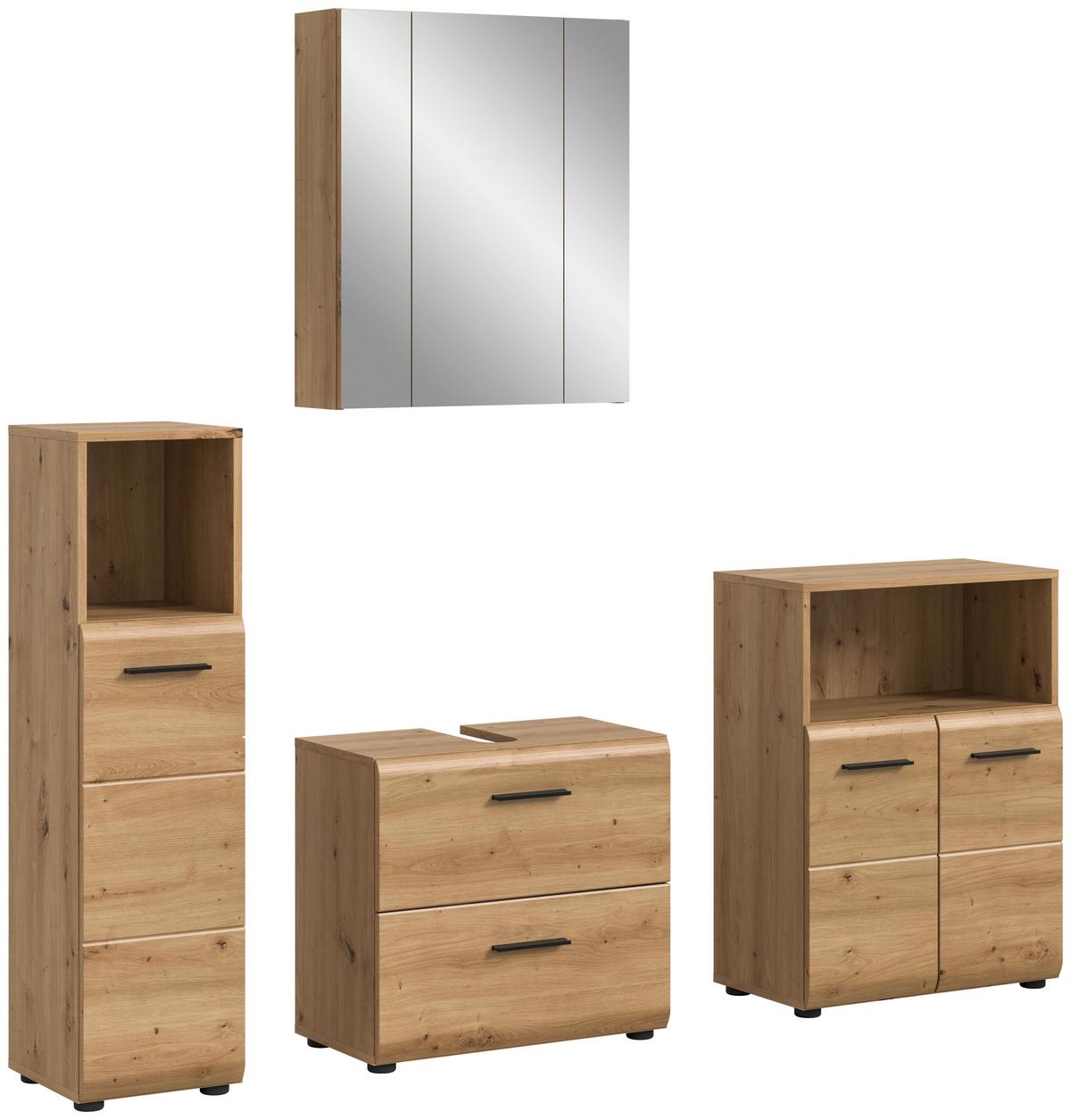 BADEZIMMER ICE - Schwarz/Eiche Artisan, Basics, Holzwerkstoff/Kunststoff (150cm) - MID.YOU