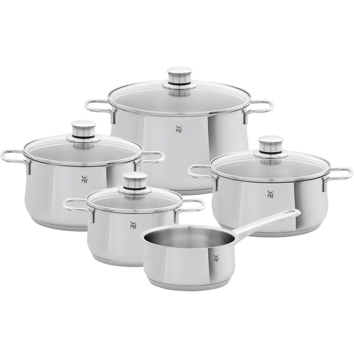 Kochtopfset WMF Diadem Plus Edelstahlfarben, 9-teilig - Edelstahlfarben, KONVENTIONELL, Metall - WMF