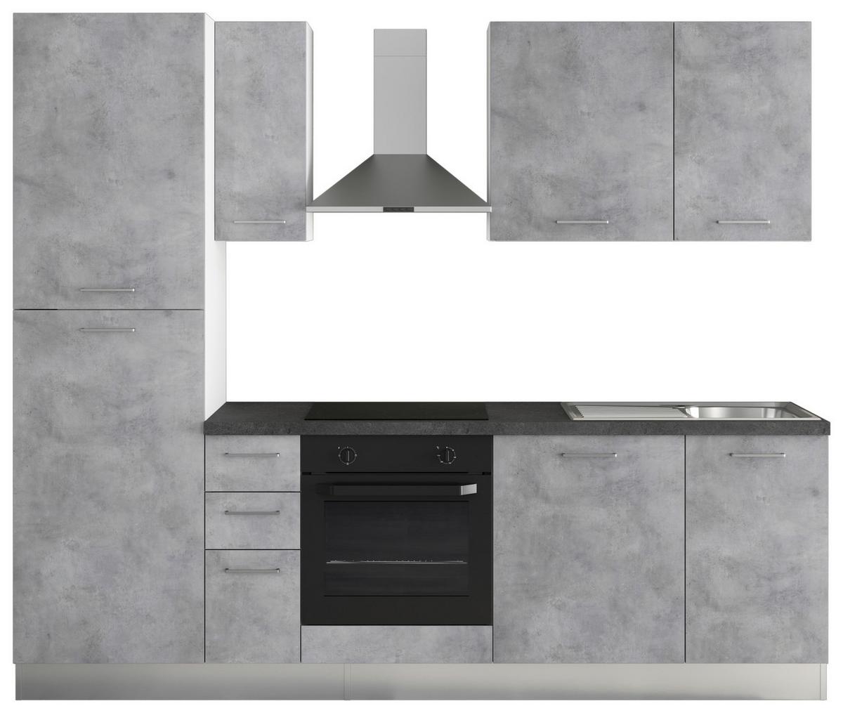 Küchenblock Gardena m. Geräten Hellgrau - Dunkelgrau/Hellgrau, MODERN, Holzwerkstoff/Kunststoff (255cm) - MID.YOU