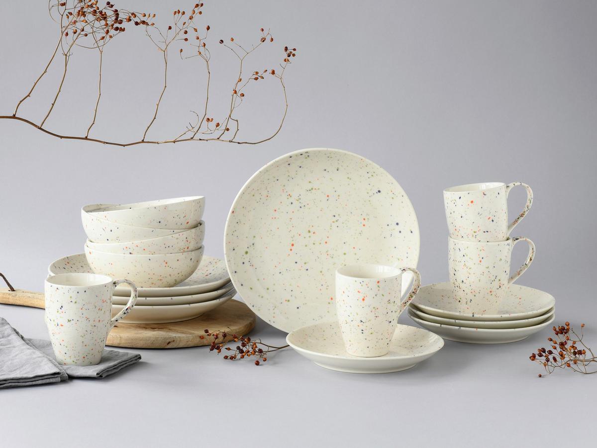 Kombinirani Servis Confetti White, 16-Delni - krem barve, Basics, keramika - Creatable