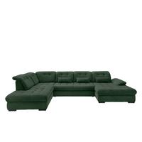 Wohnlandschaft Rigatti Dunkel Grün Cord mit Bettkasten - Dunkelgrün/Schwarz, MODERN, Textil/Metall (252/387/184cm) - Livetastic