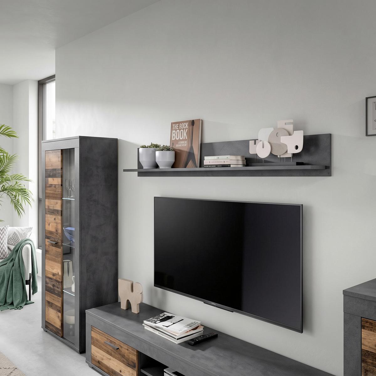 Poliță De Perete Jam - antracit/culoare natur, Design, material pe bază de lemn (140/20/15cm) - Modern Living