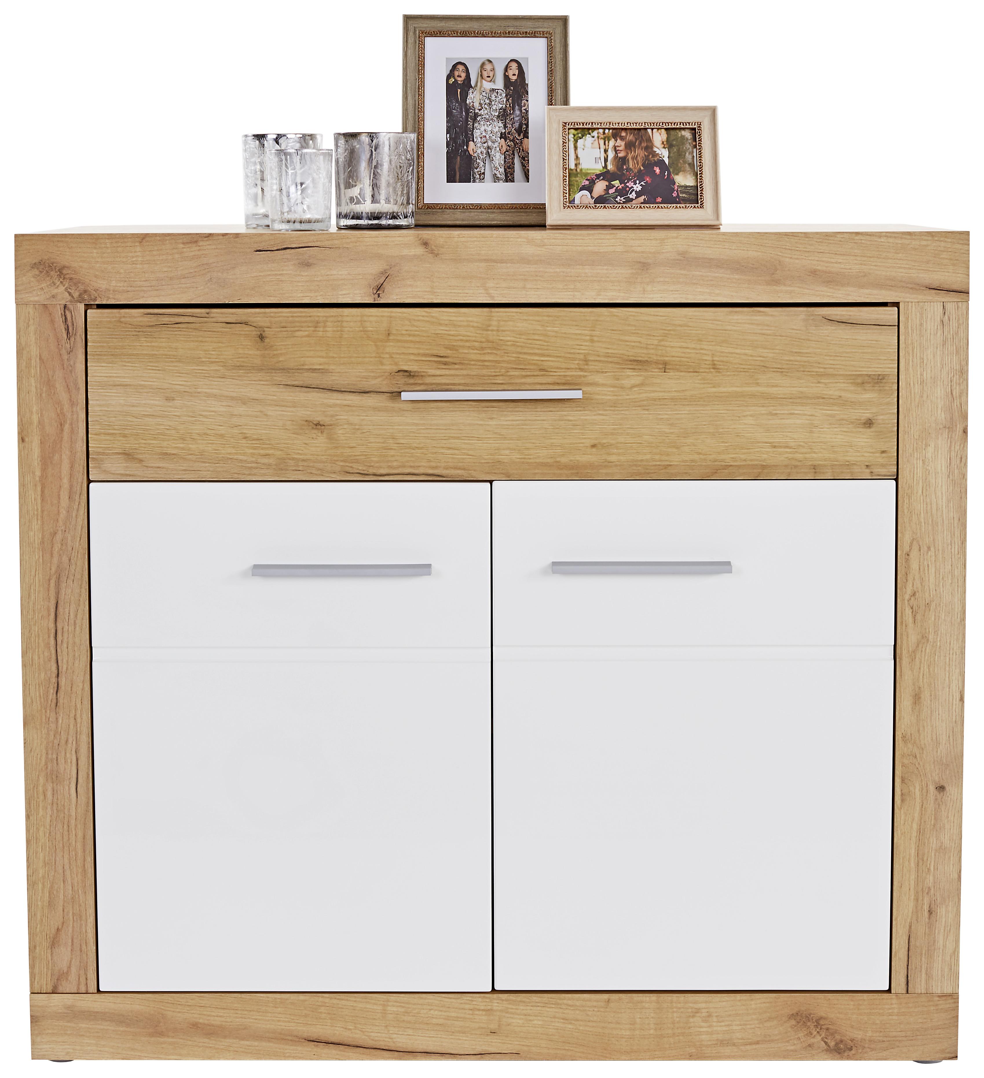Comodă Malta - alb/culoare lemn stejar, Modern, material pe bază de lemn (96,4/86/39,9cm) - Modern Living