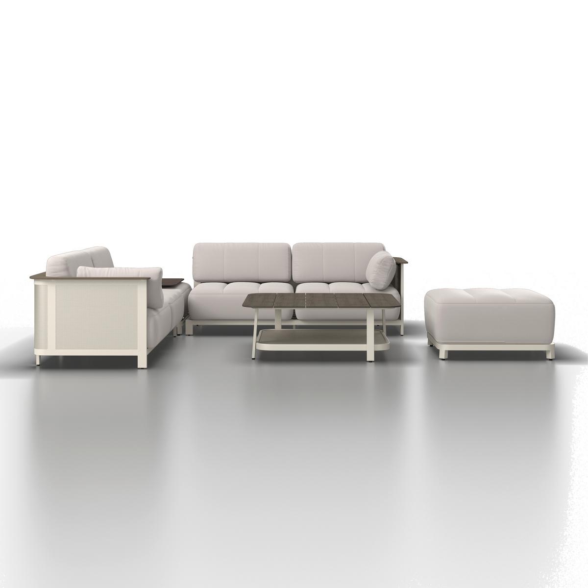 ENSEMBLE LOUNGE MARA - Weiss/Dunkelgrau, Modern, Kunststoff/Textil (269/269cm) - Bessagi Garden