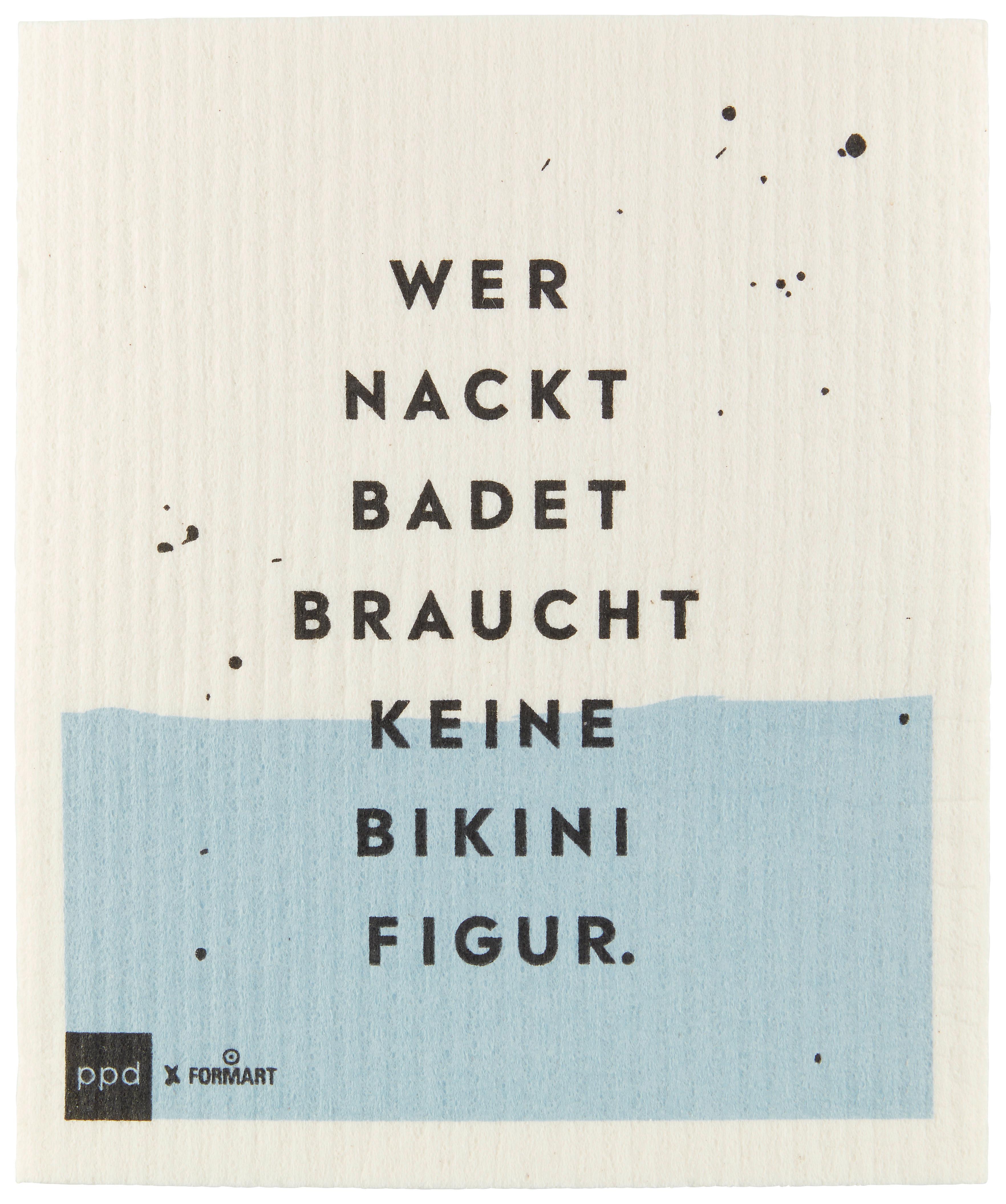 Schwammtuch Peter in Blau/Weiß - Blau/Schwarz, Textil (20/17cm)