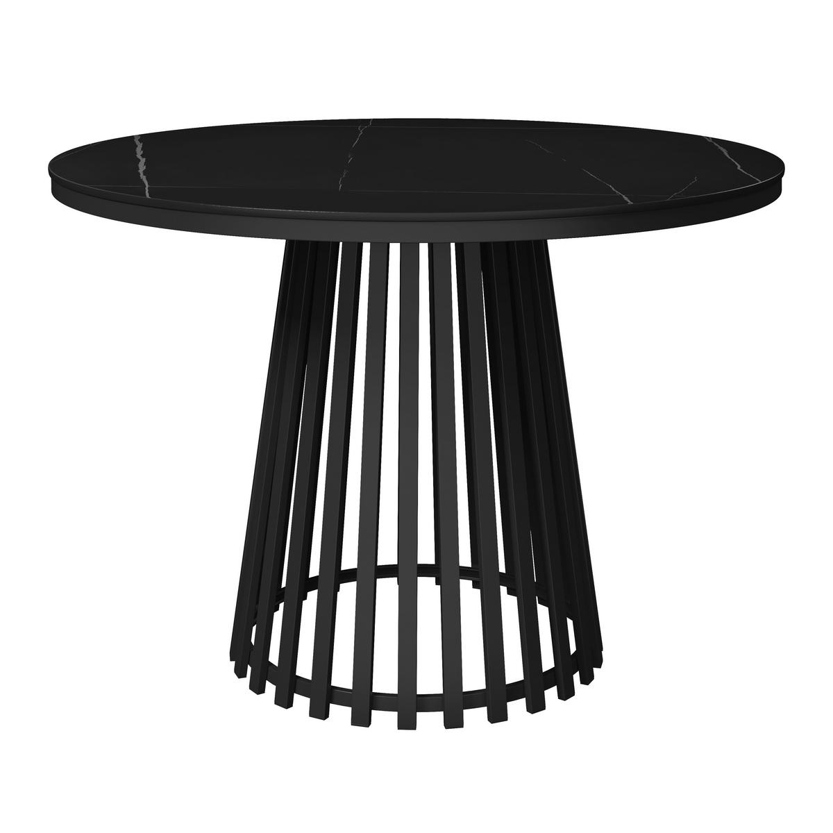 Esstisch rund Pela Schwarz MDF Ø ca. 110 cm - Schwarz, MODERN, Holzwerkstoff/Stein (110/75cm) - Bessagi Home