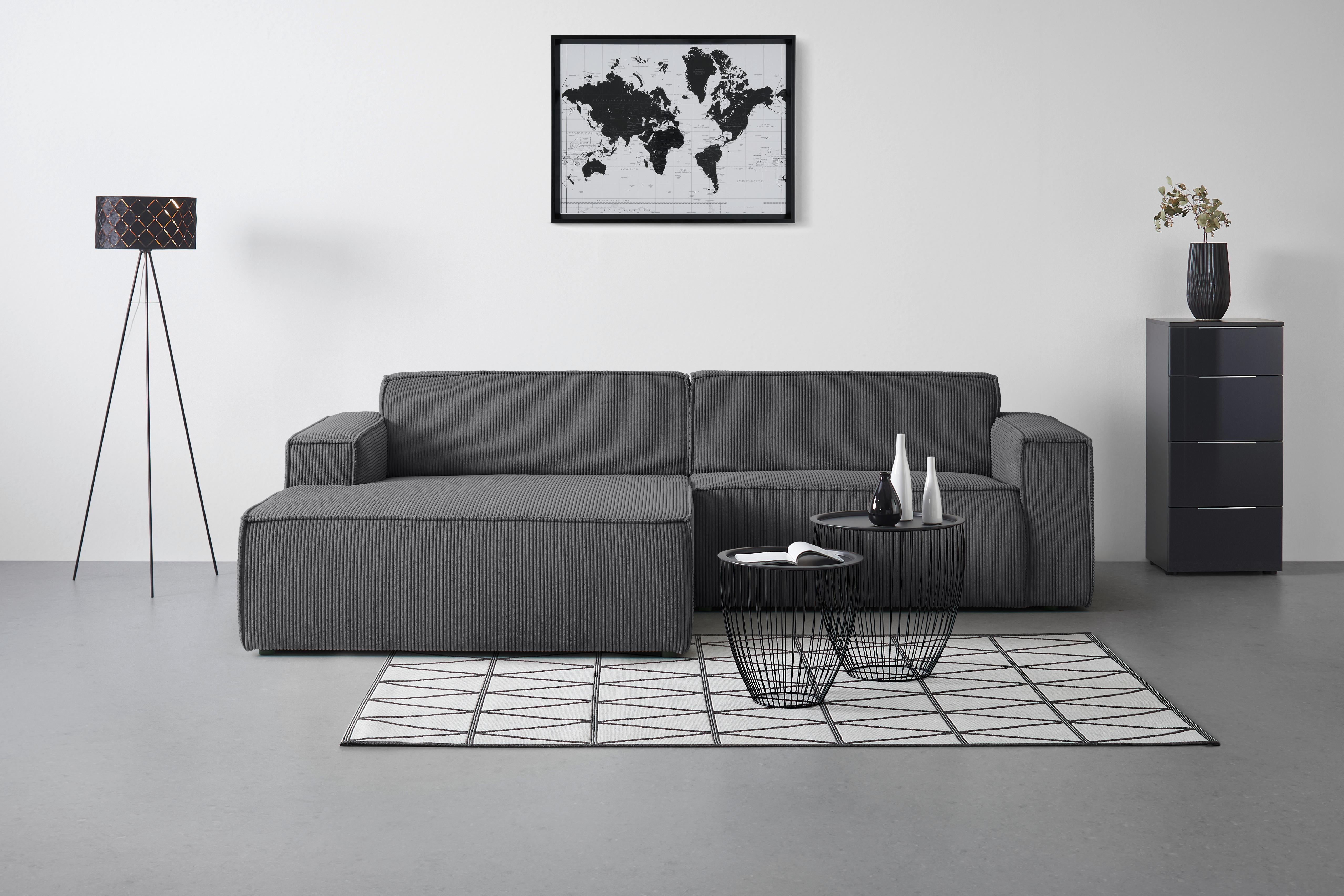 DUŻY NAROŻNIK LOFT -TOP- - antracytowy/czarny, Modern, metal/tkanina (172/75/265cm) - Mömax