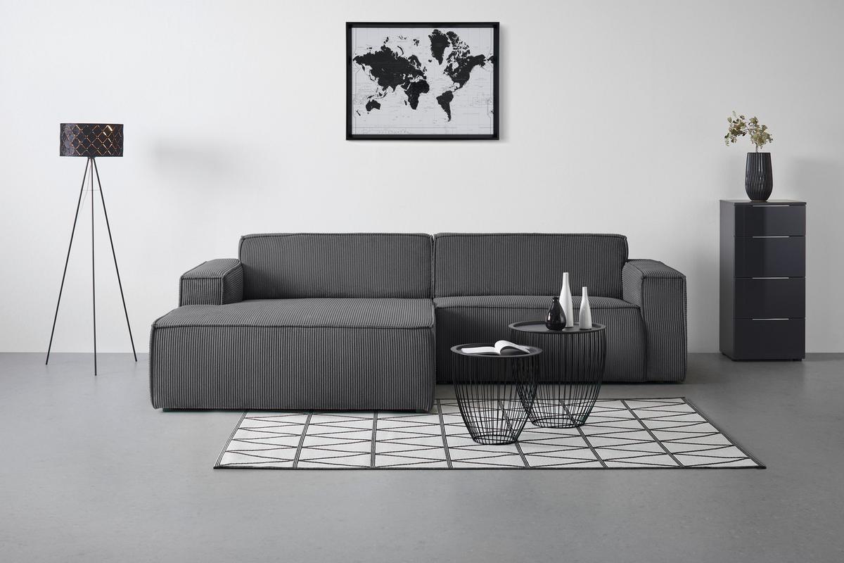 Wohnlandschaft Loft in Anthrazit - Anthrazit/Schwarz, MODERN, Kunststoff/Textil (172/75/265cm) - Mömax