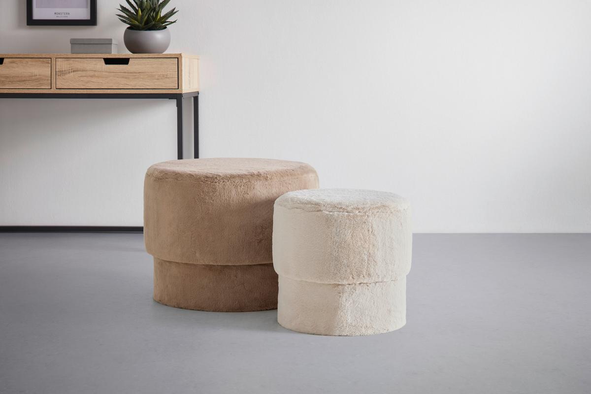 Set Taburejev Susa, Rjavosiva, Bež, 2 Kos - rjavosiva/bež, Romantika, tekstil/leseni material (56/40/56/40/42/38cm) - Premium Living