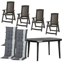 GARTENTISCHGRUPPE N01360 - Graphitfarben/Grau, KONVENTIONELL, Kunststoff/Textil - Siena Garden