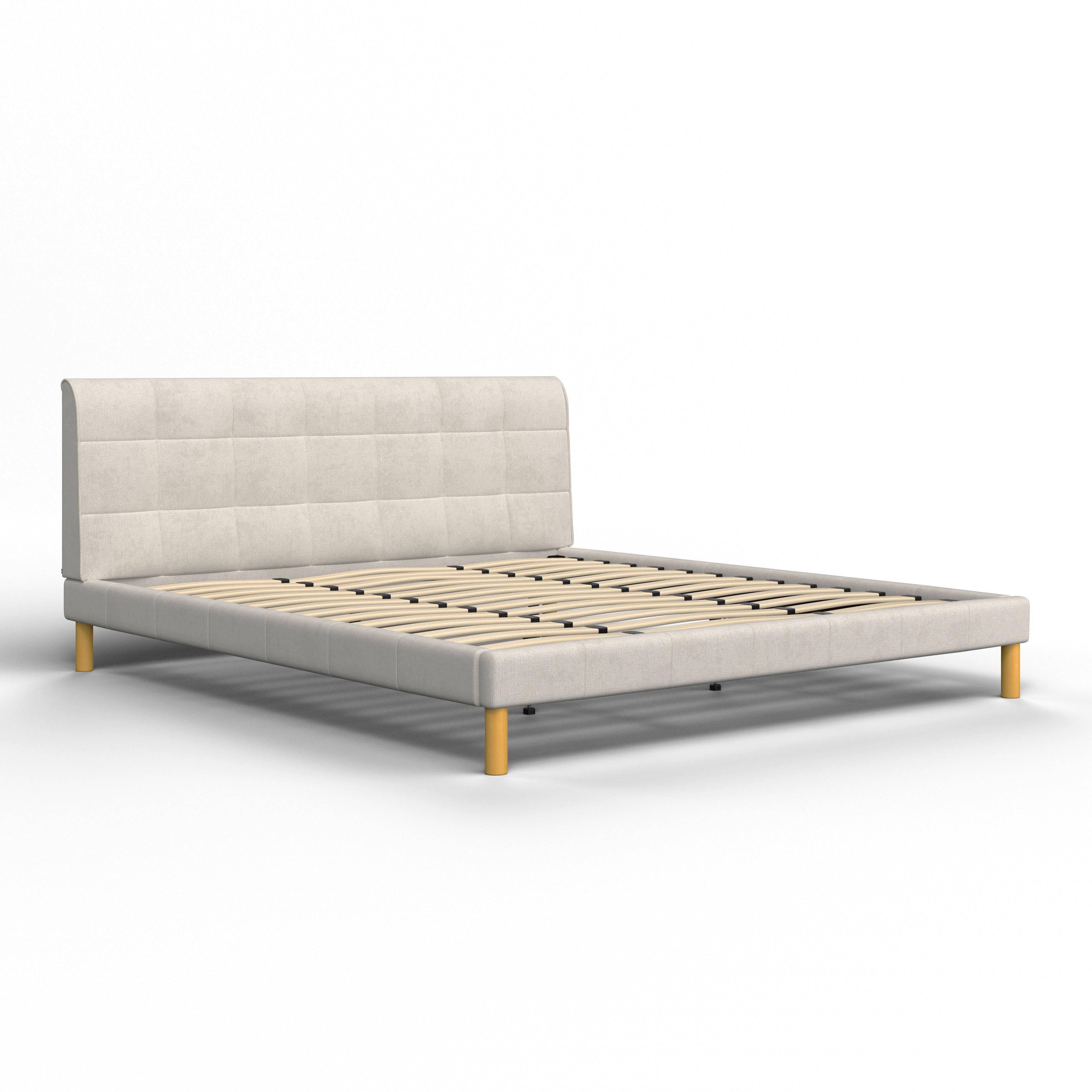 Pat tapițat bej Mara cca 180X200 bej - bej/culoare natur, Modern, lemn/metal (180/200cm) - Bessagi Home