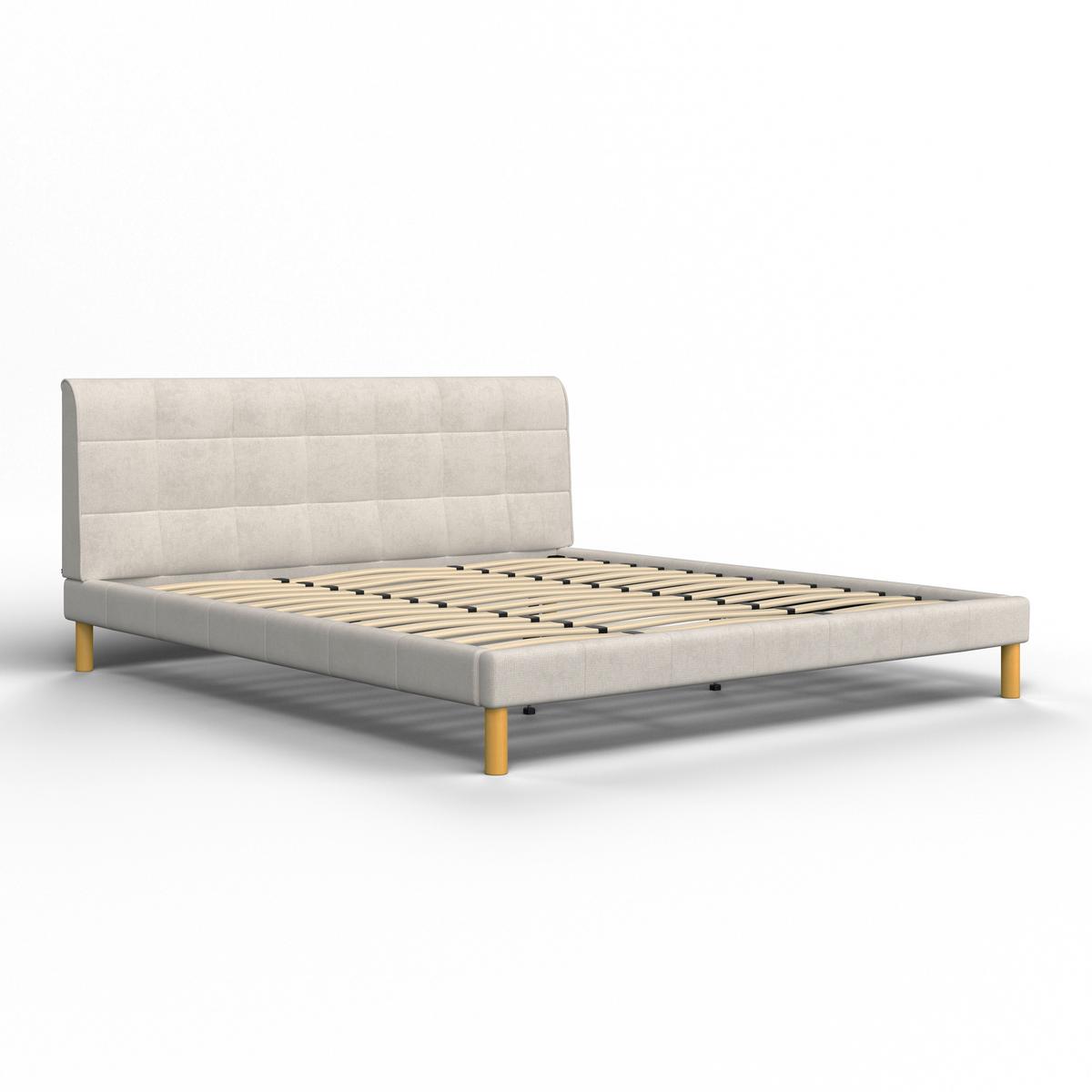 Oblazinjena Postelja Mara - bež/naravne barve, Moderno, kovina/tekstil (180/200cm) - Bessagi Home