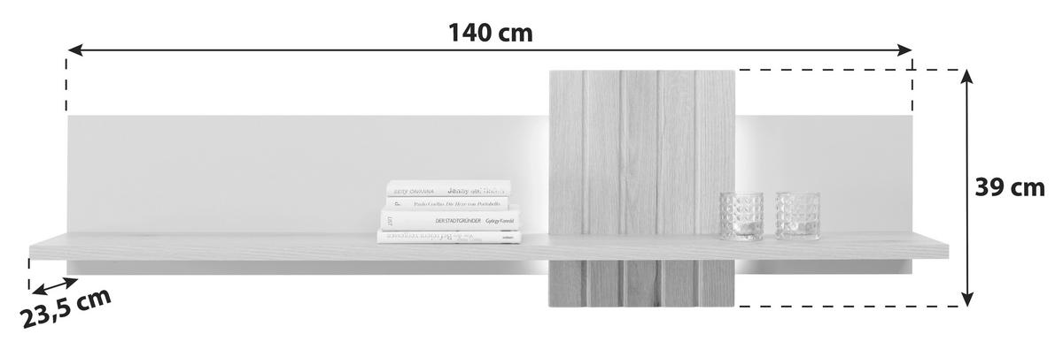 Zidna Polica Santana - Moderno, pločasti materijal (140/39/23,5cm) - Modern Living