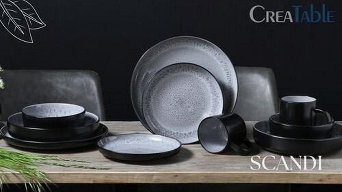 Tafelservice Nordic Fjord Hellgrau, 12-teilig - Hellgrau, Trend, Keramik - Creatable