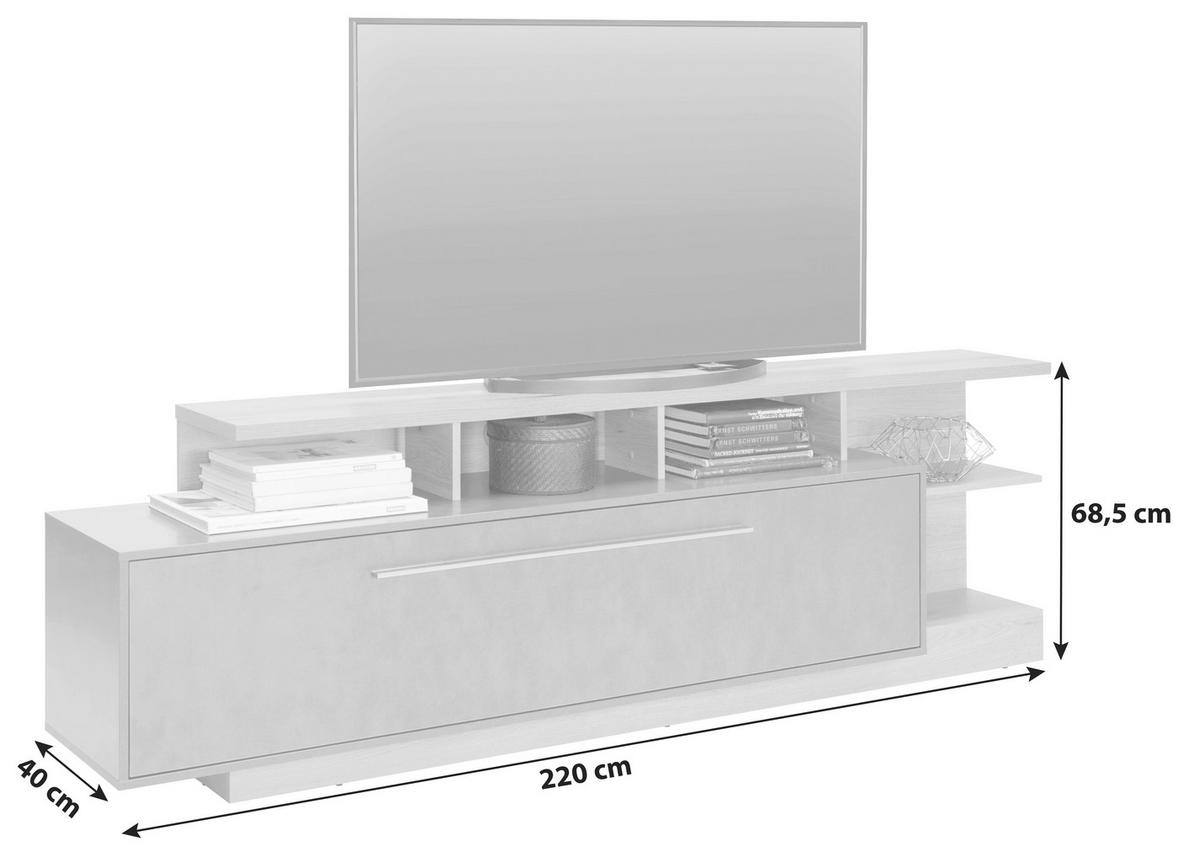 Tv-element Limit, Barva Hrasta, Temno Siva - Moderno, umetna masa/leseni material (220/68,5/40cm) - Mömax