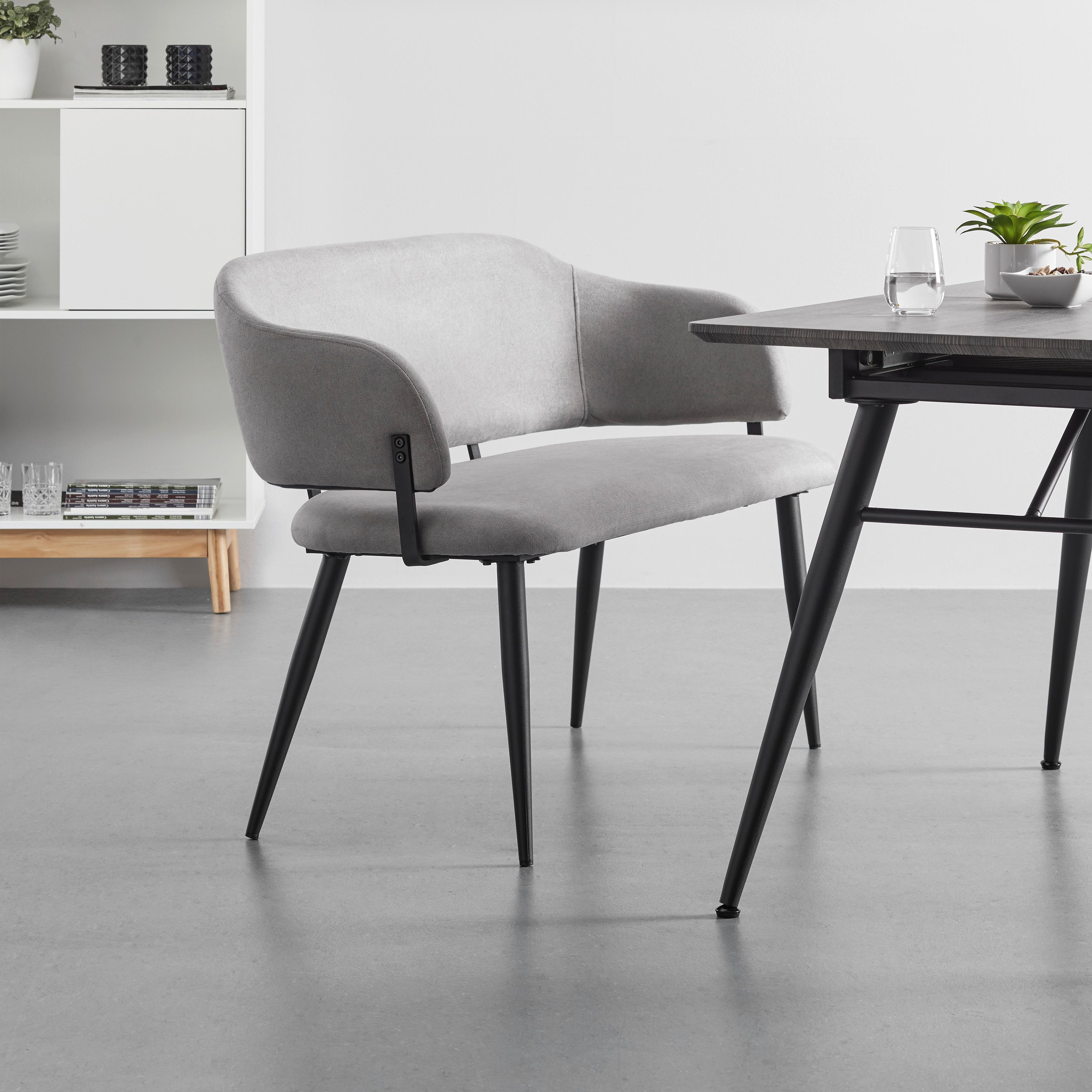 Sitzbank Nino Hellgrau Webstoff Gepolstert - Hellgrau/Schwarz, MODERN, Holz/Textil (120/80/58cm) - Bessagi Home