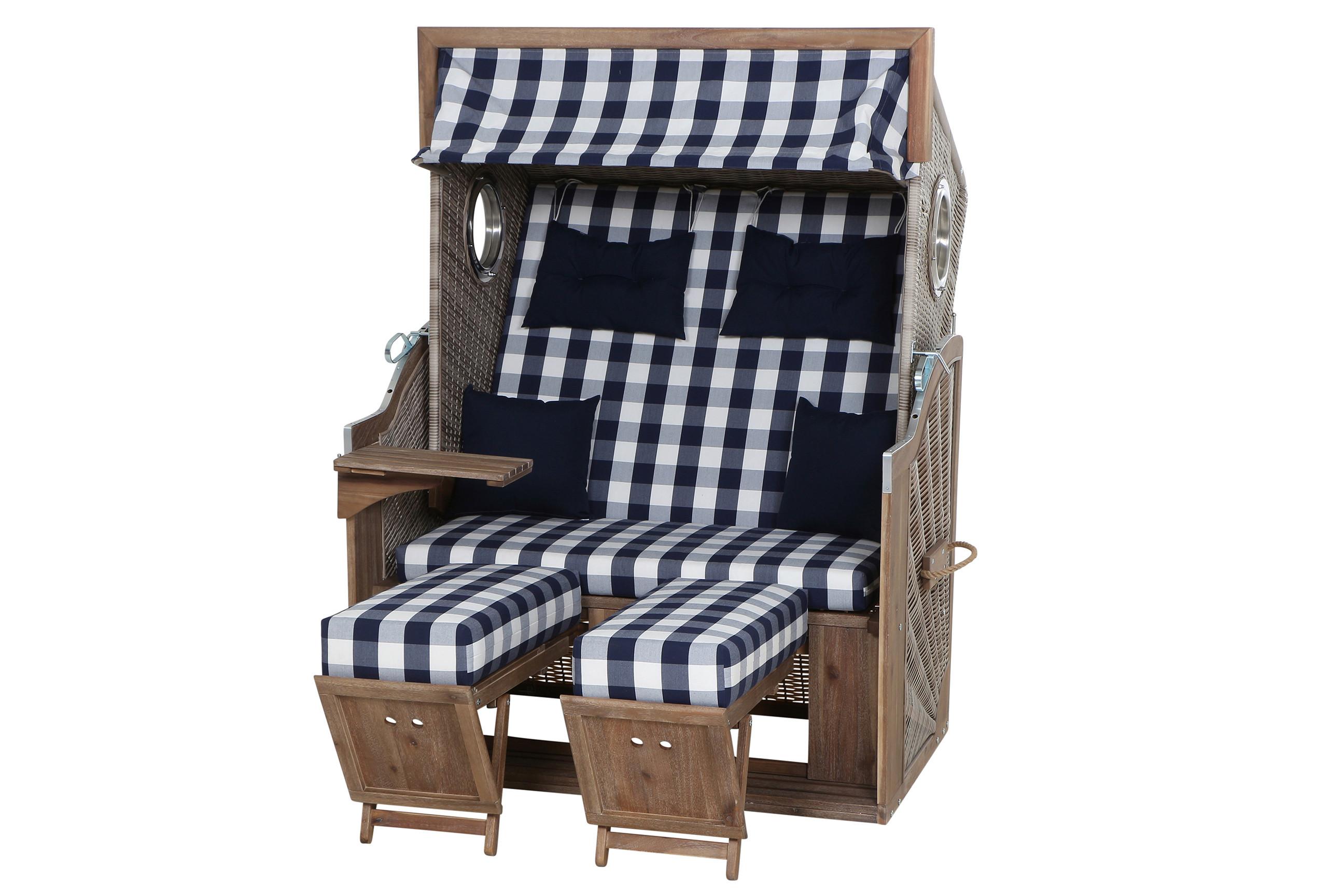 Siena Garden Strandkorb ca.130x80x165cm Blau,Weiß - Blau/Weiß, KONVENTIONELL, Holz/Kunststoff (130/80/165cm) - Siena Garden