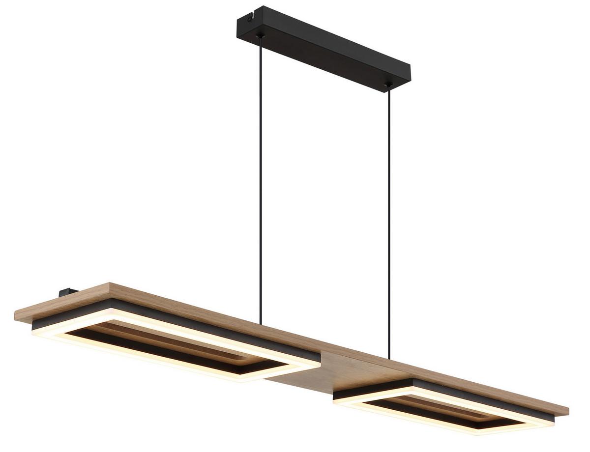 Led Viseća Svjetiljka Bruce - tamno smeđa/crna, Design, drvni materijal/metal (90/18/120cm) - Globo