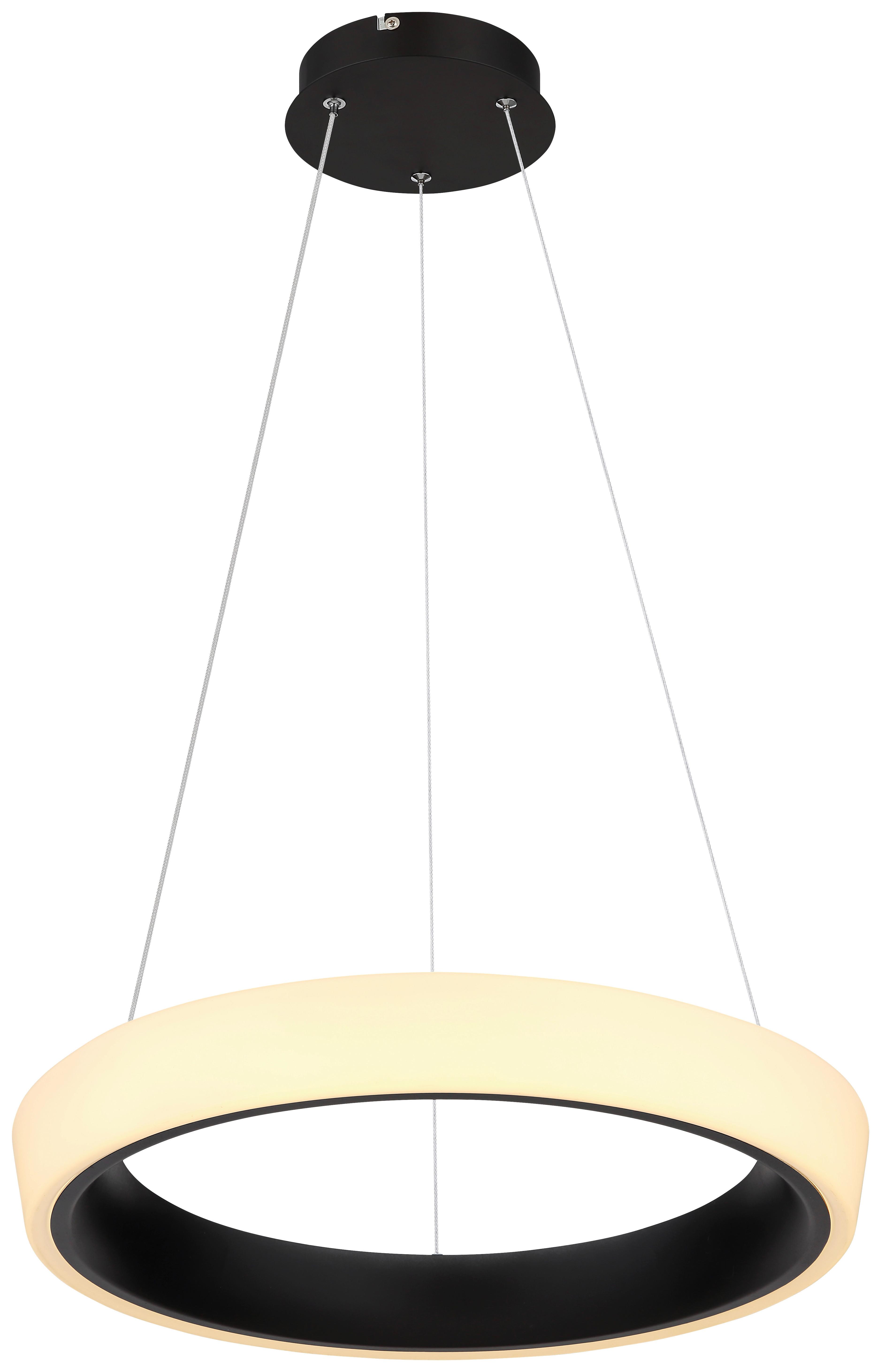 Led Függőlámpa Tabano - fekete/opál, Design, műanyag/fém (49,5/120cm)