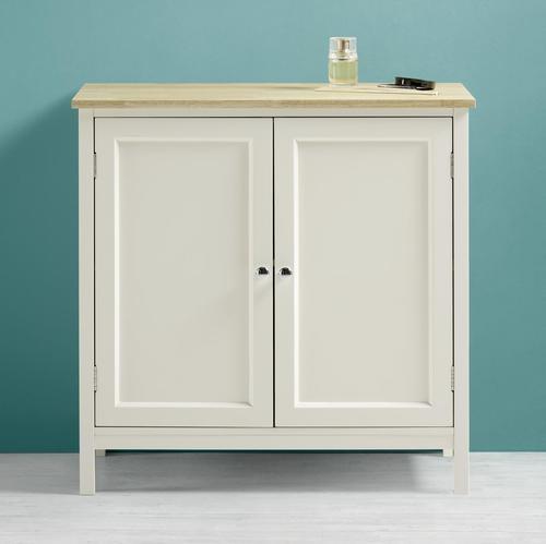 Waschbeckenunterschrank Weiß/Buchefarben 'Jule' - Buchefarben/Weiß, MODERN, Holz/Metall (69/68/38cm) - Bessagi Home