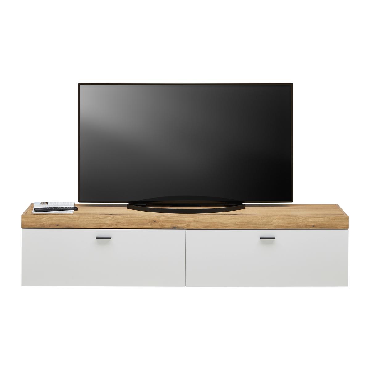 TV-Element Kiro Weiß/Eichefarben - MODERN, Holzwerkstoff/Metall (180/40/35cm) - Mömax