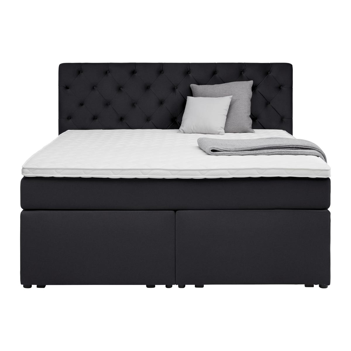 Boxspringbett Chester Schwarz ca. 160x200cm - Schwarz, Holzwerkstoff/Kunststoff (160/200cm) - Mömax