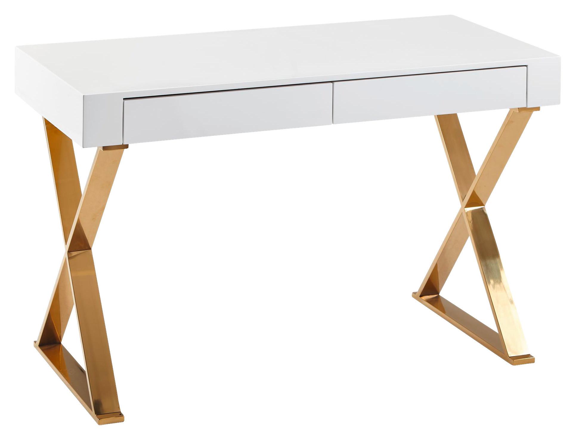 Pisalna Miza Wl6.314 - zlate barve/bela, Moderno, kovina/leseni material (118/57/76cm) - MID.YOU