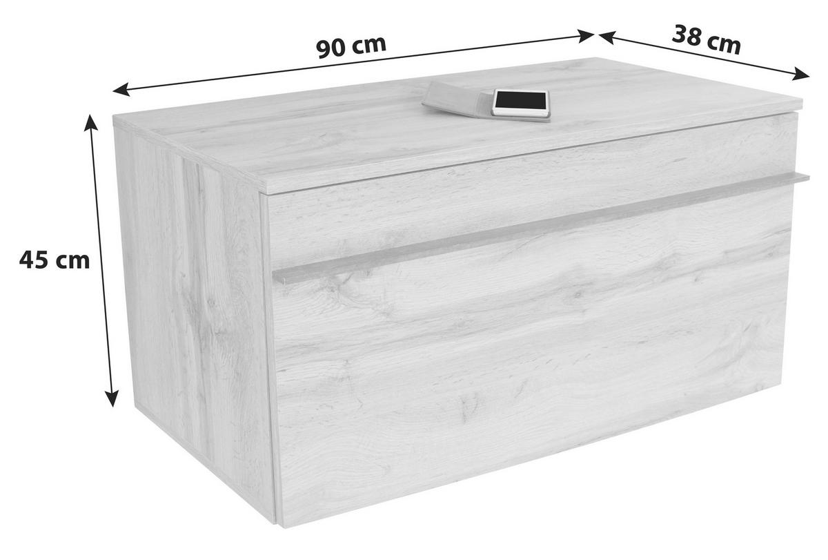 Garderobna Klop Venedig, Hrast Wotan - črna/barve hrasta, Moderno, umetna masa/leseni material (90/45/38cm) - Mömax