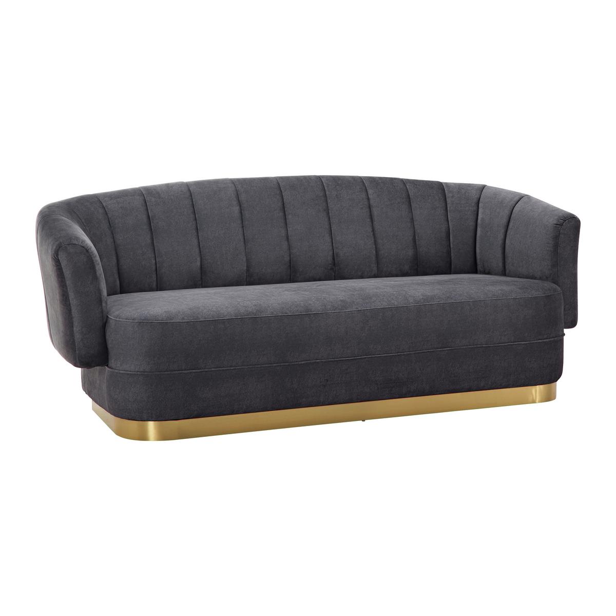 Trosed Anton, Siva, Žamet - zlate barve/siva, Moderno, kovina/tekstil (225/90/85cm) - Bessagi Home