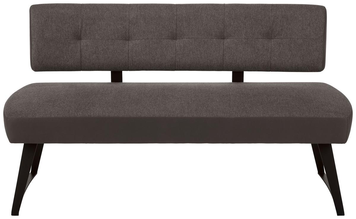 Sitzbank in Dunkelgrau ca. 160cm - Dunkelgrau/Schwarz, Modern, Textil/Metall (160cm) - Premium Living
