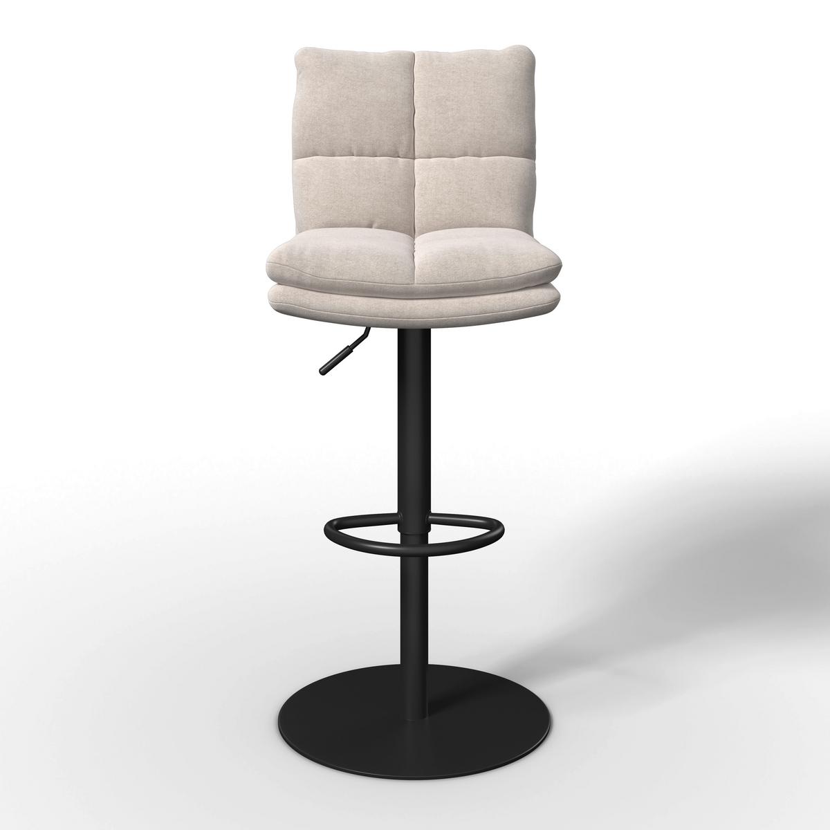 Barhocker Caja Creme Struktur Gepolstert - Creme/Schwarz, MODERN, Holz/Textil (47/87-107/49cm) - Bessagi Home