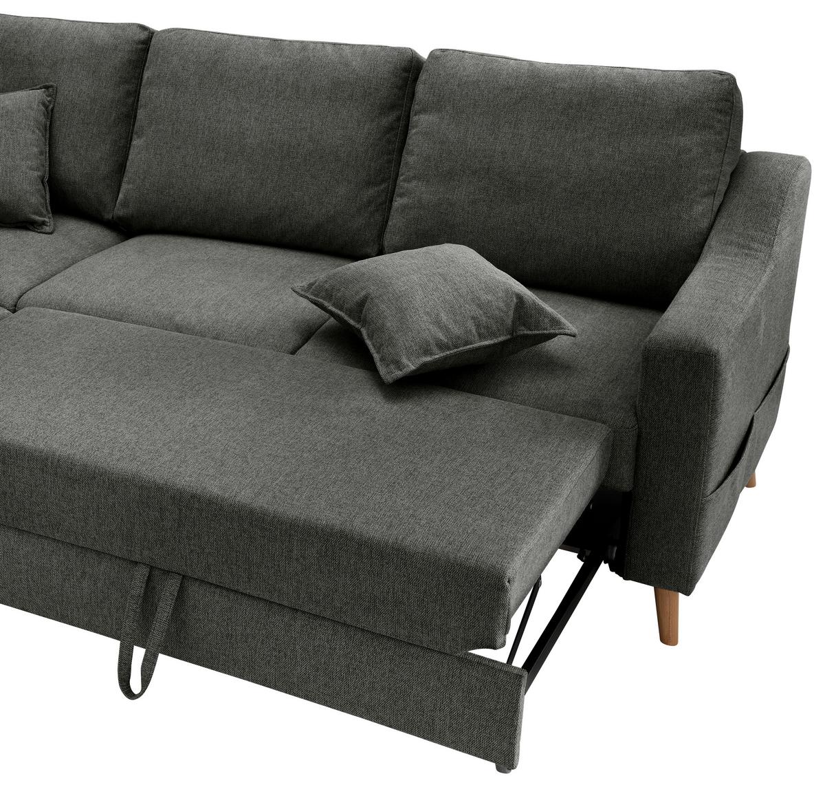 Wohnlandschaft Valentina Anthrazit Struktur - Anthrazit/Naturfarben, KONVENTIONELL, Holz/Textil (200/230cm) - P & B