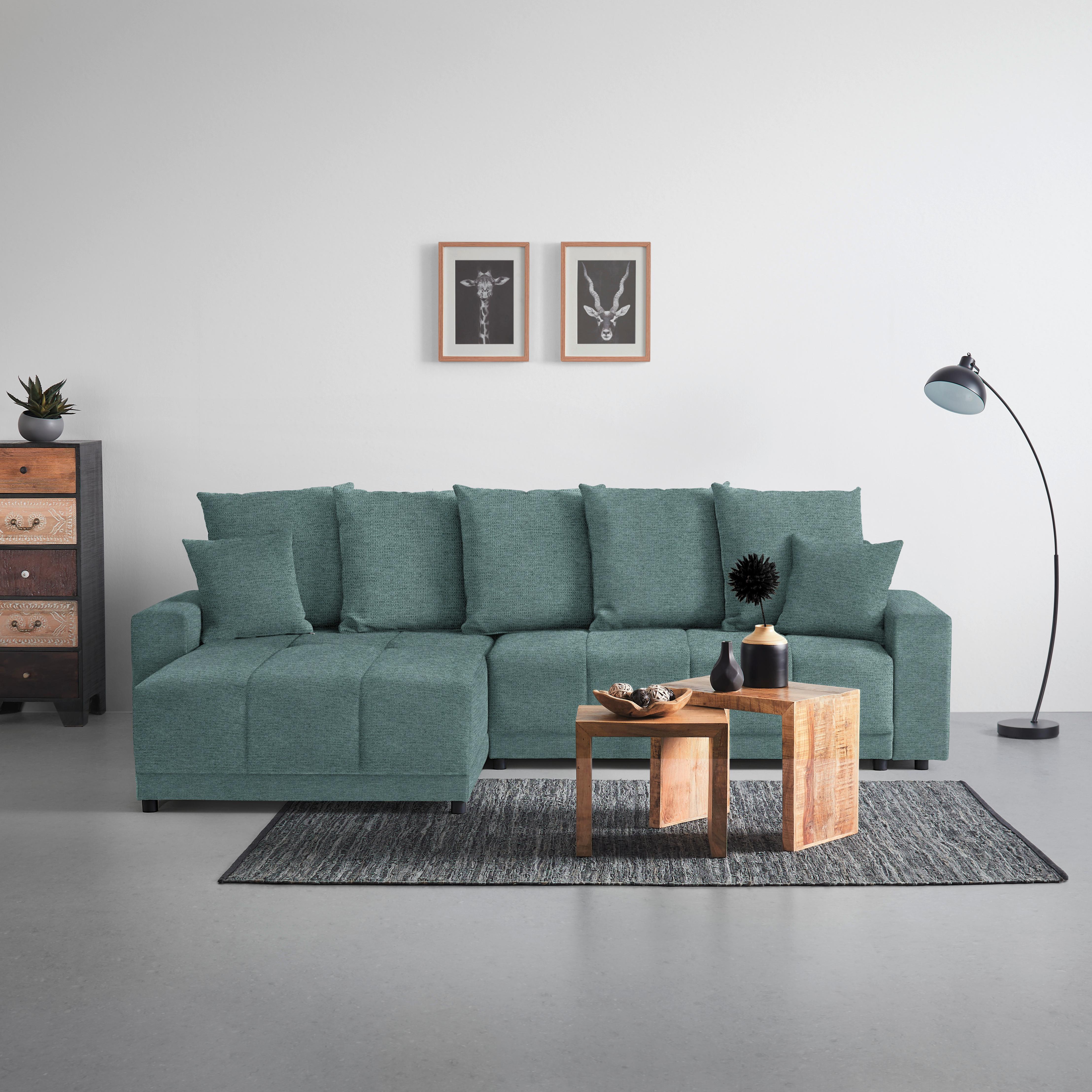 Ecksofa Alatri Grün - Petrol/Schwarz, MODERN, Kunststoff/Textil (289/90/176cm) - Based