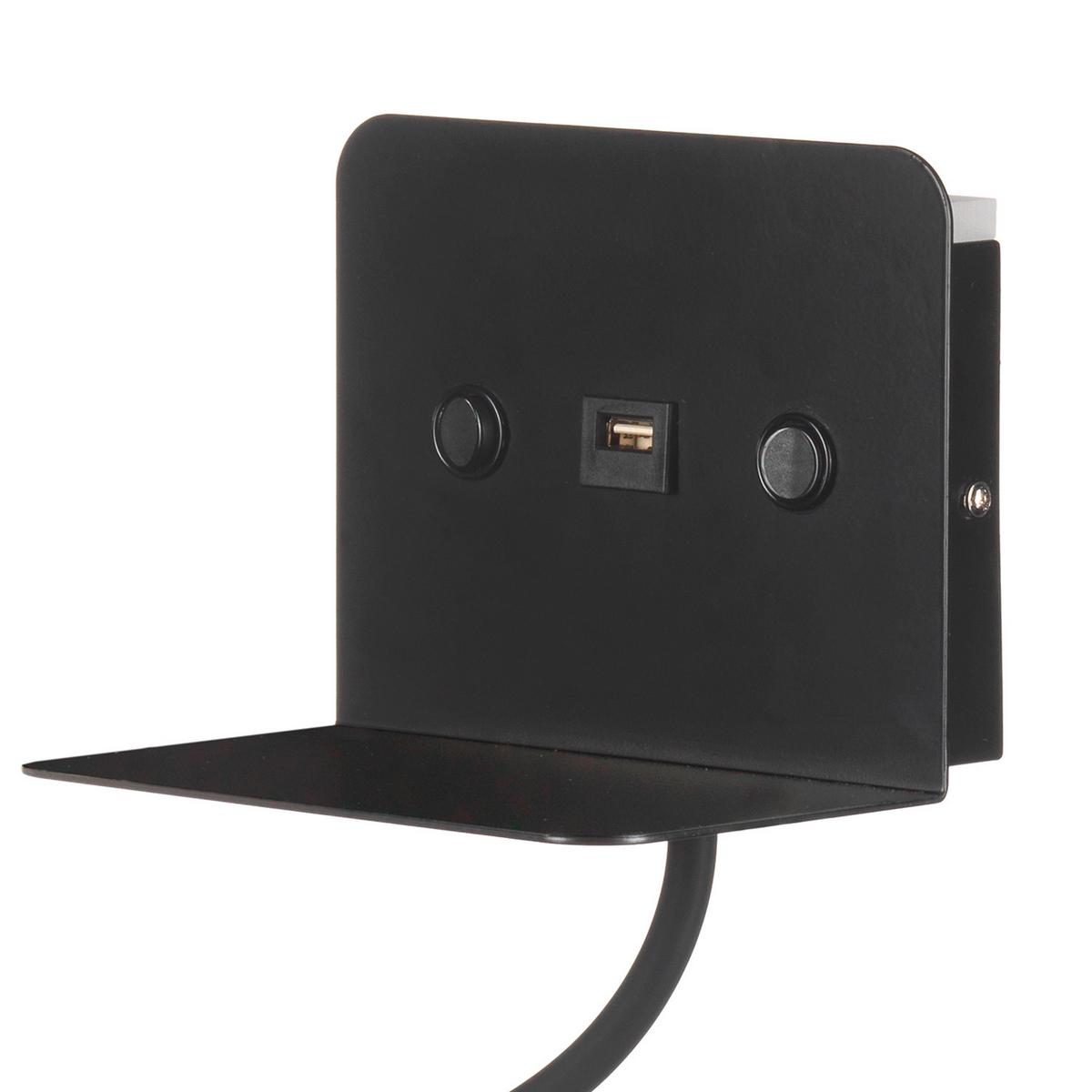 LED-Wandleuchte Schwarz max. 5 Watt - Schwarz, Basics, Metall (16/13/46cm)