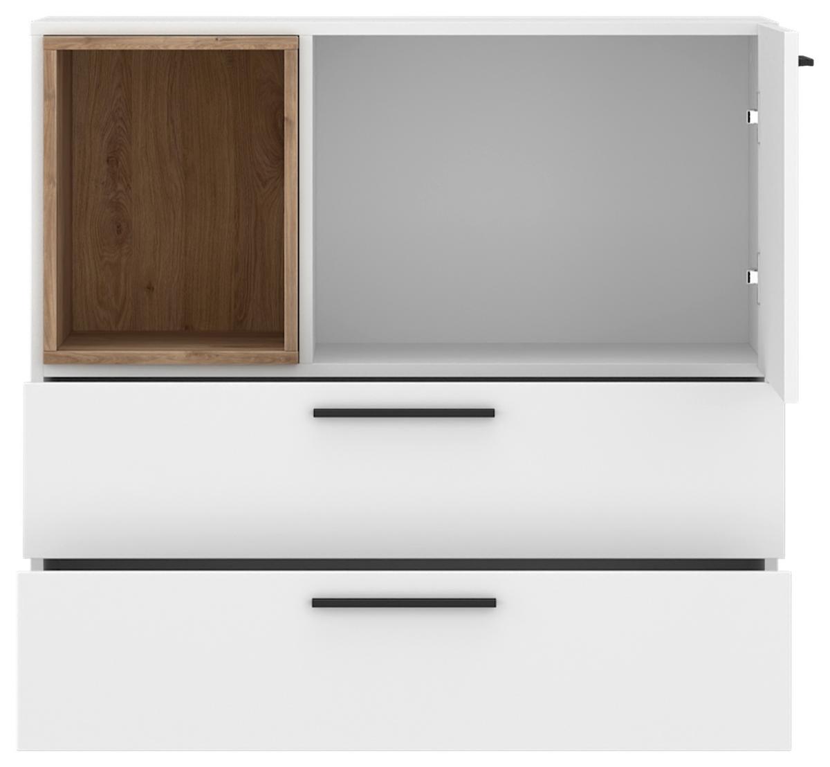Komoda Marlow - bijela/boje hrasta, Moderno, drvni materijal/plastika (90/86,1/41,6cm) - Modern Living
