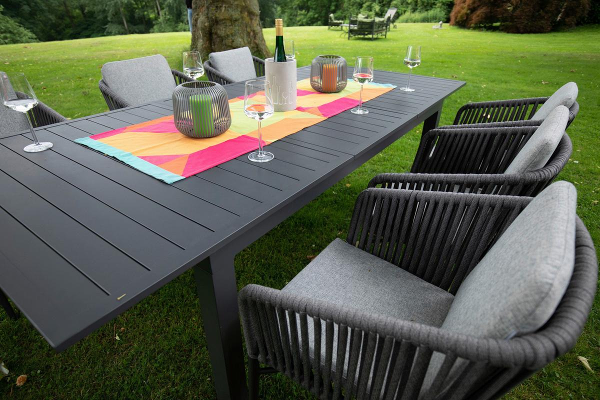 Gartenset Manhattan Anthrazit/Grau - Anthrazit/Grau, Basics, Textil/Metall (180/240/100/70cm) - Gardenson