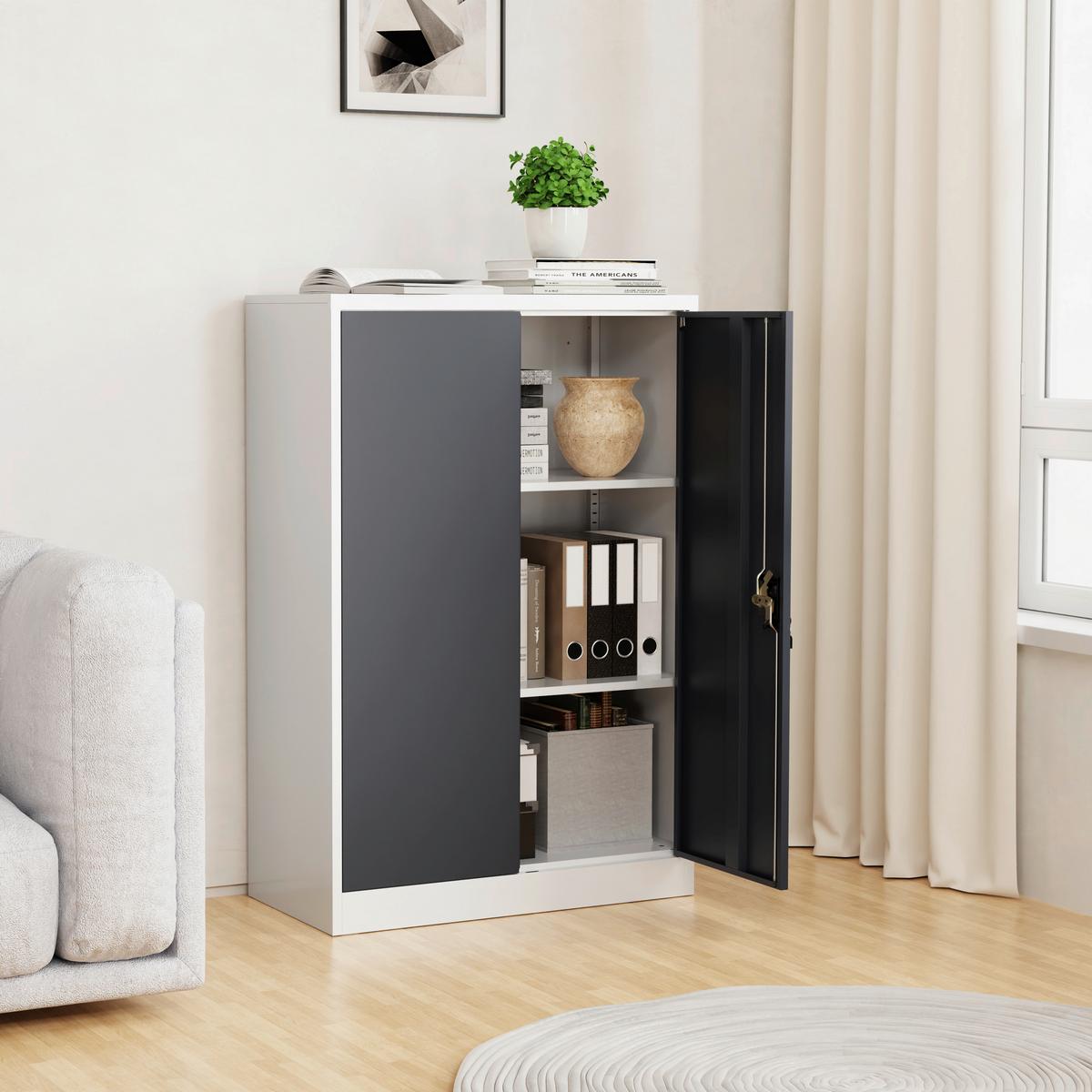 Aktenschrank Malivo - Weiss/Anthrazit, Konventionell, Metall (80/120/40cm) - MID.YOU